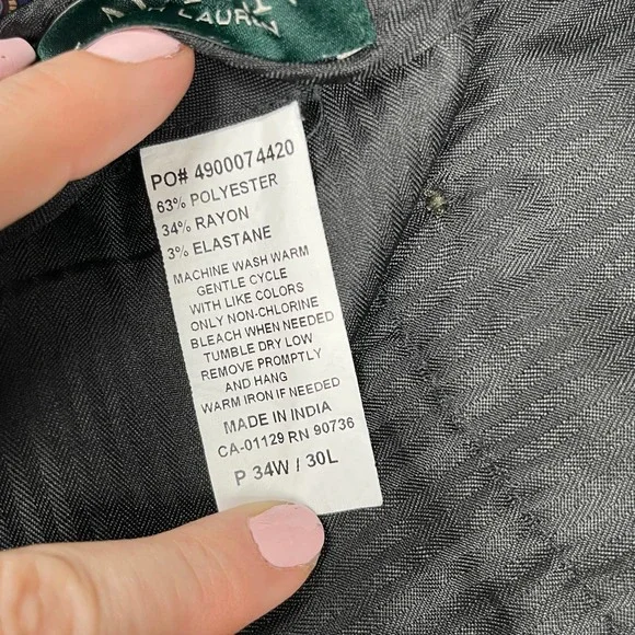 Ralph Lauren Men’s Dress Pants 34X30 Classic Fit Flat Front Pants Black - Picture 9 of 15